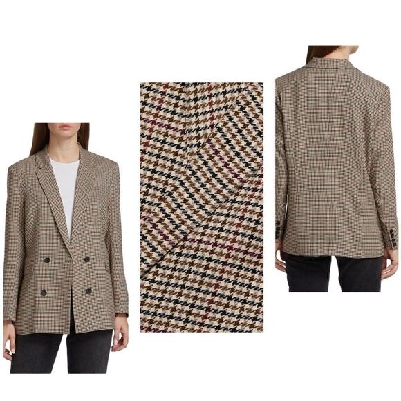 Rails Cambridge Plaid Houndstooth Jac Double Breasted Academia Blazer Large - Picture 1 of 16